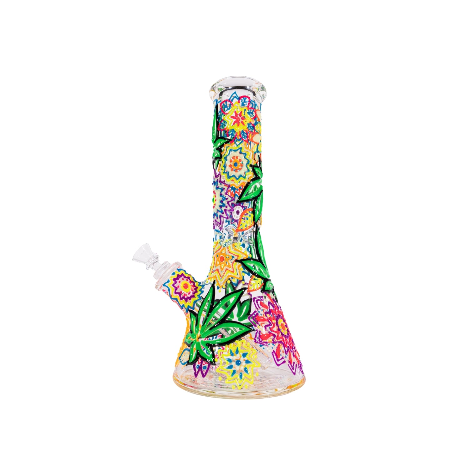 Colorful Plant Beaker Bong 12.5 Inch Artistic Glass Bong