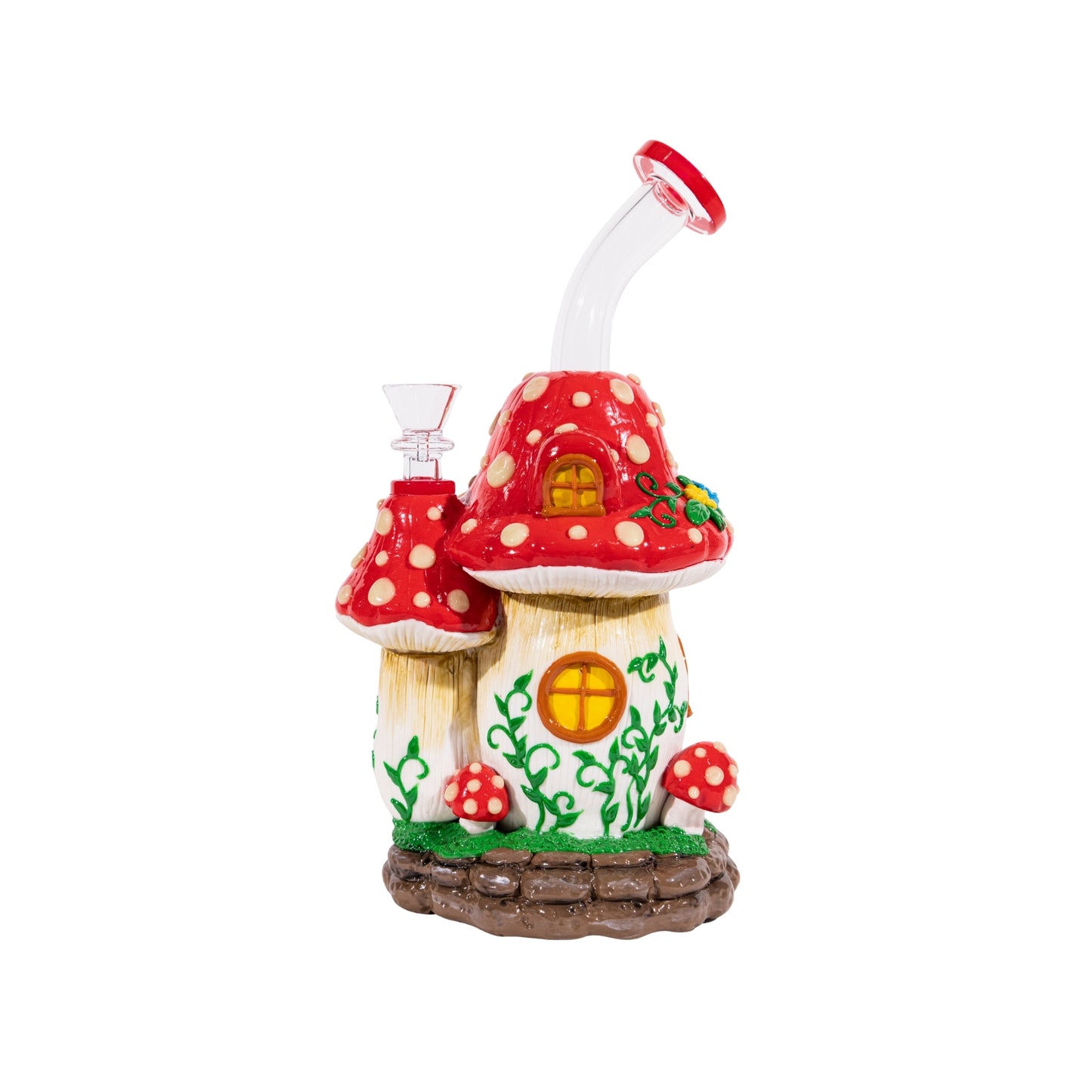 Mushroom Red House Bong Trippy Novelty Glass Bong