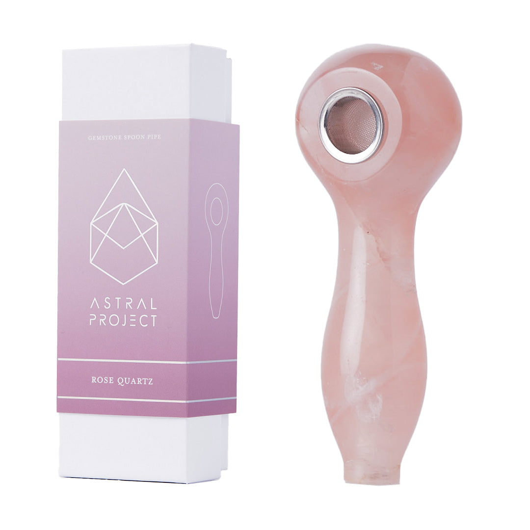 Gemstone Spoon Pipe Rose Quartz