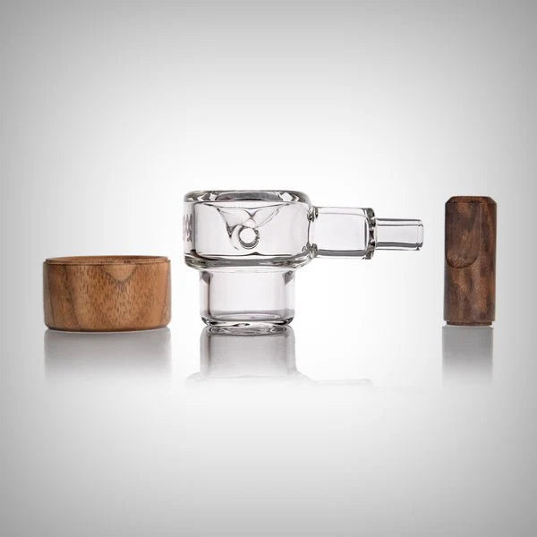 MJ ARSENAL GRANBY HAND PIPES stylish glass spoon pipe with wooden accents and smooth airflow functionality.