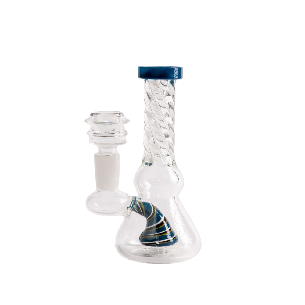 Twisted Neck Mini Bong with Colored Mouthpiece 5" Glass Bong