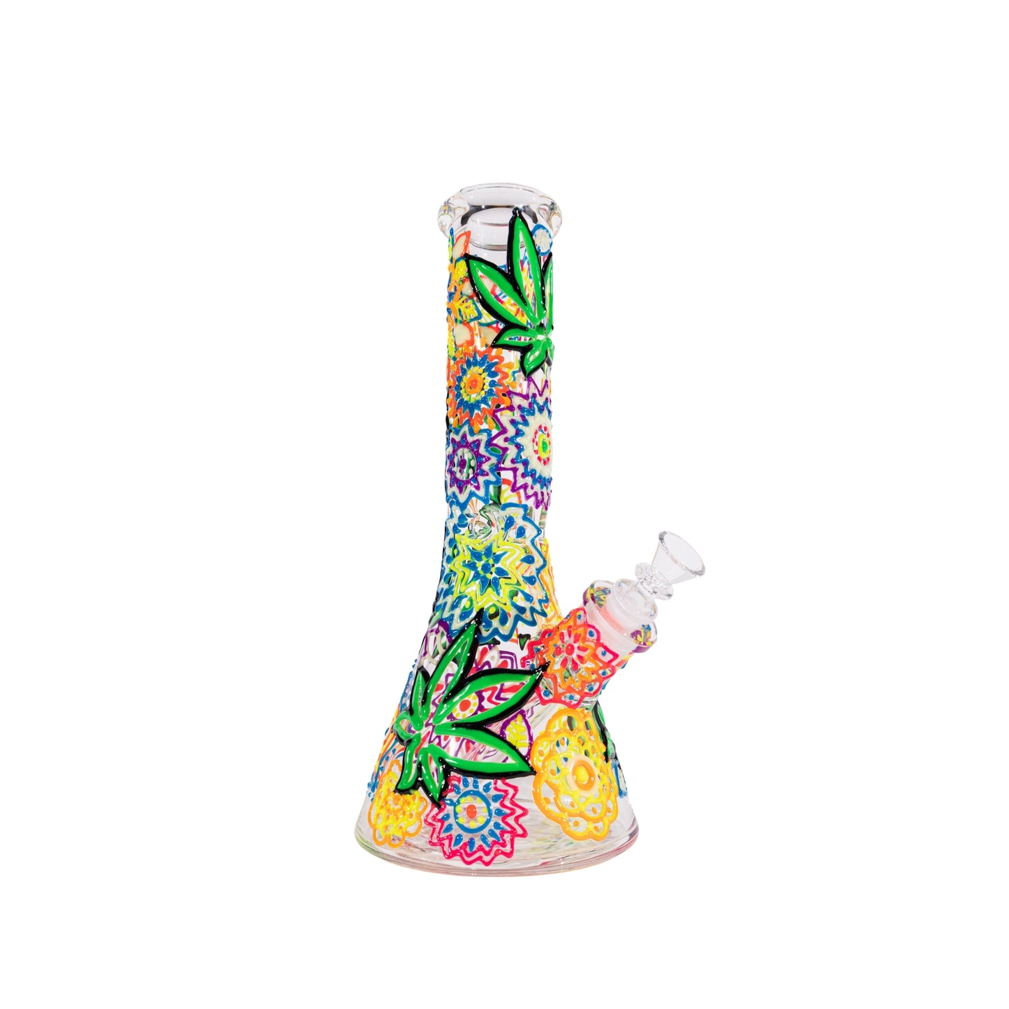 Colorful Plant Beaker Bong 12.5 Inch Artistic Glass Bong