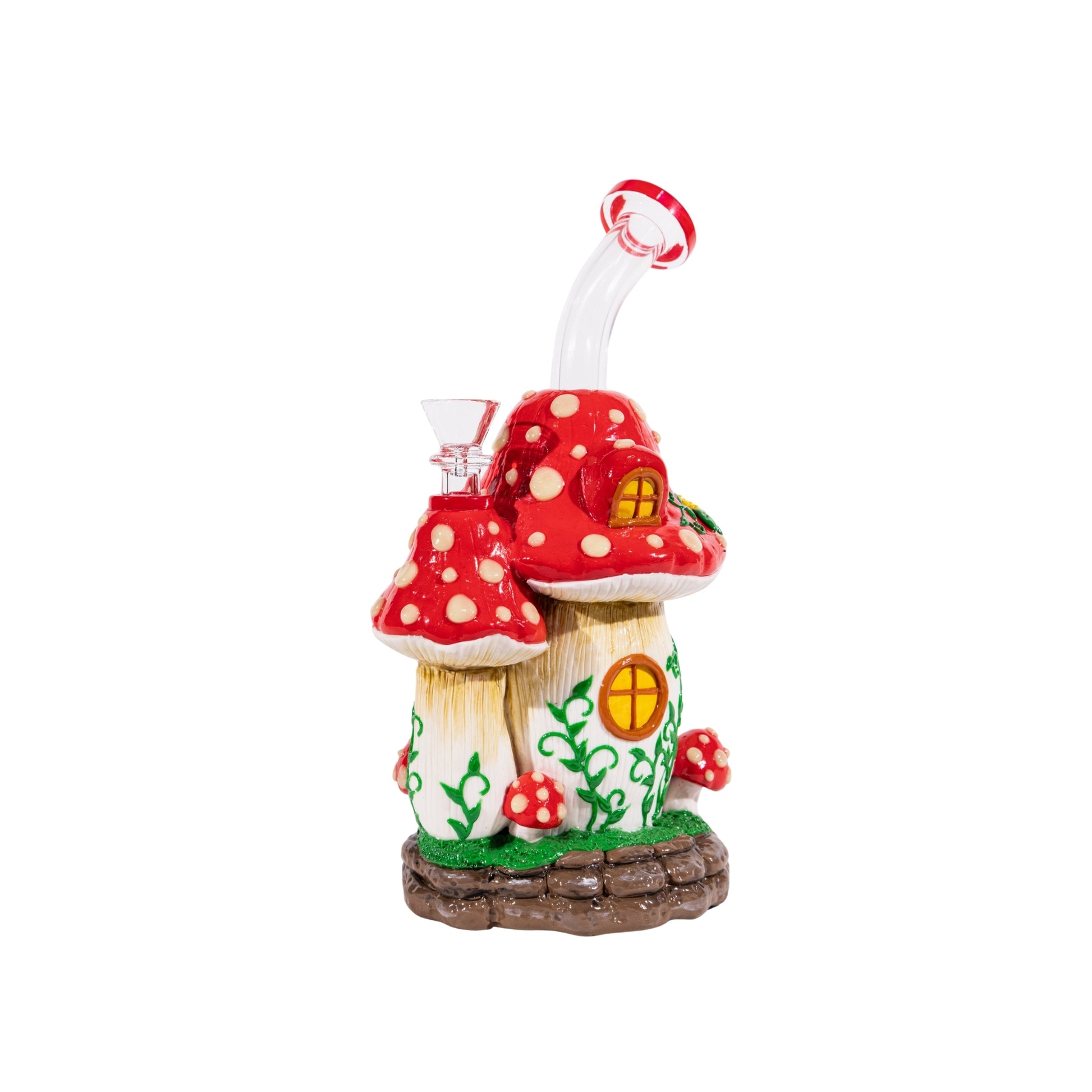 Mushroom Red House Bong Trippy Novelty Glass Bong