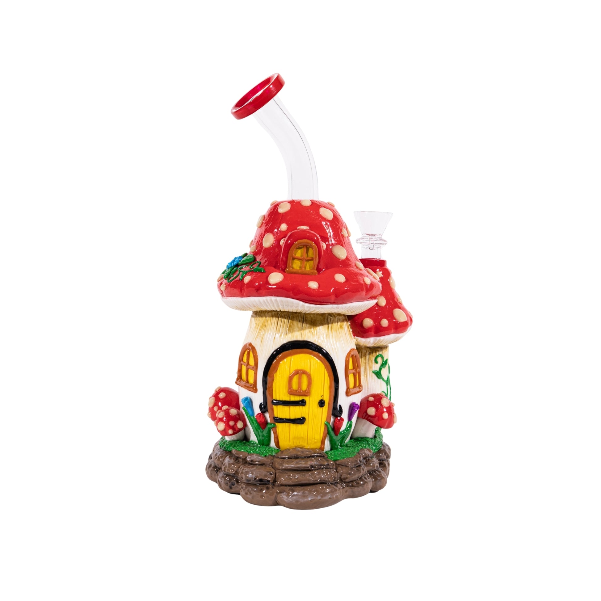 Mushroom Red House Bong Trippy Novelty Glass Bong