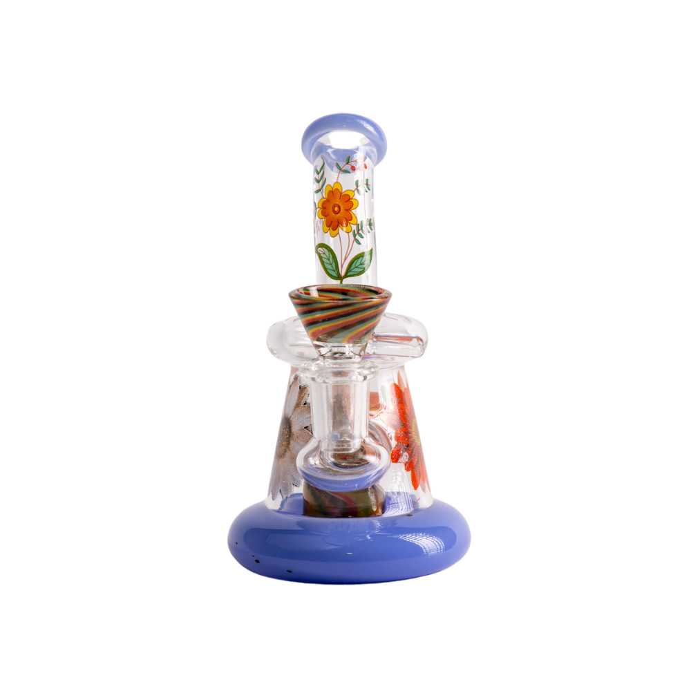 Flower Design Mini Bong 5.5" Glass Bong