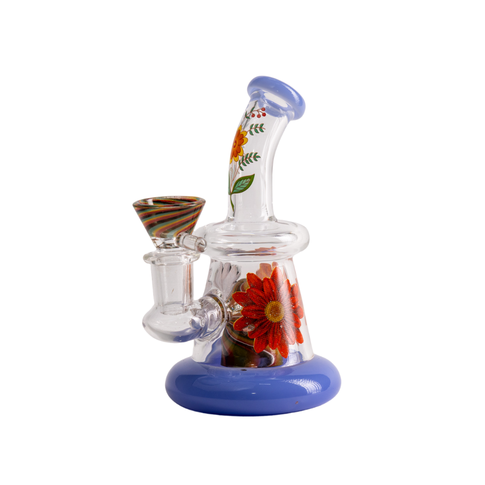 Flower Design Mini Bong 5.5" Glass Bong