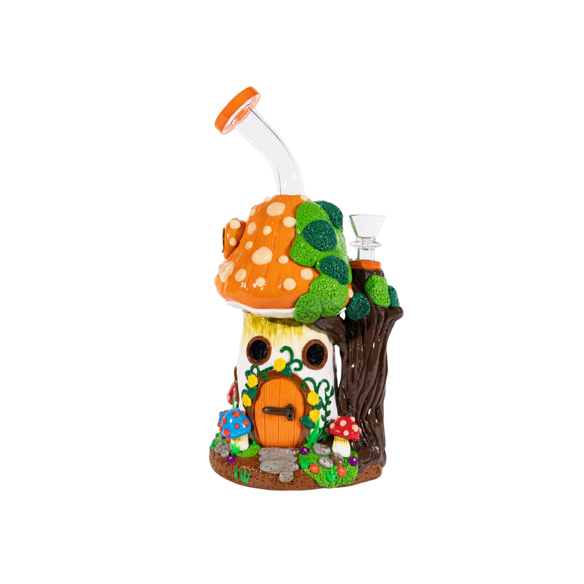 Mushroom Orange House Bong Trippy Glass Novelty Bong