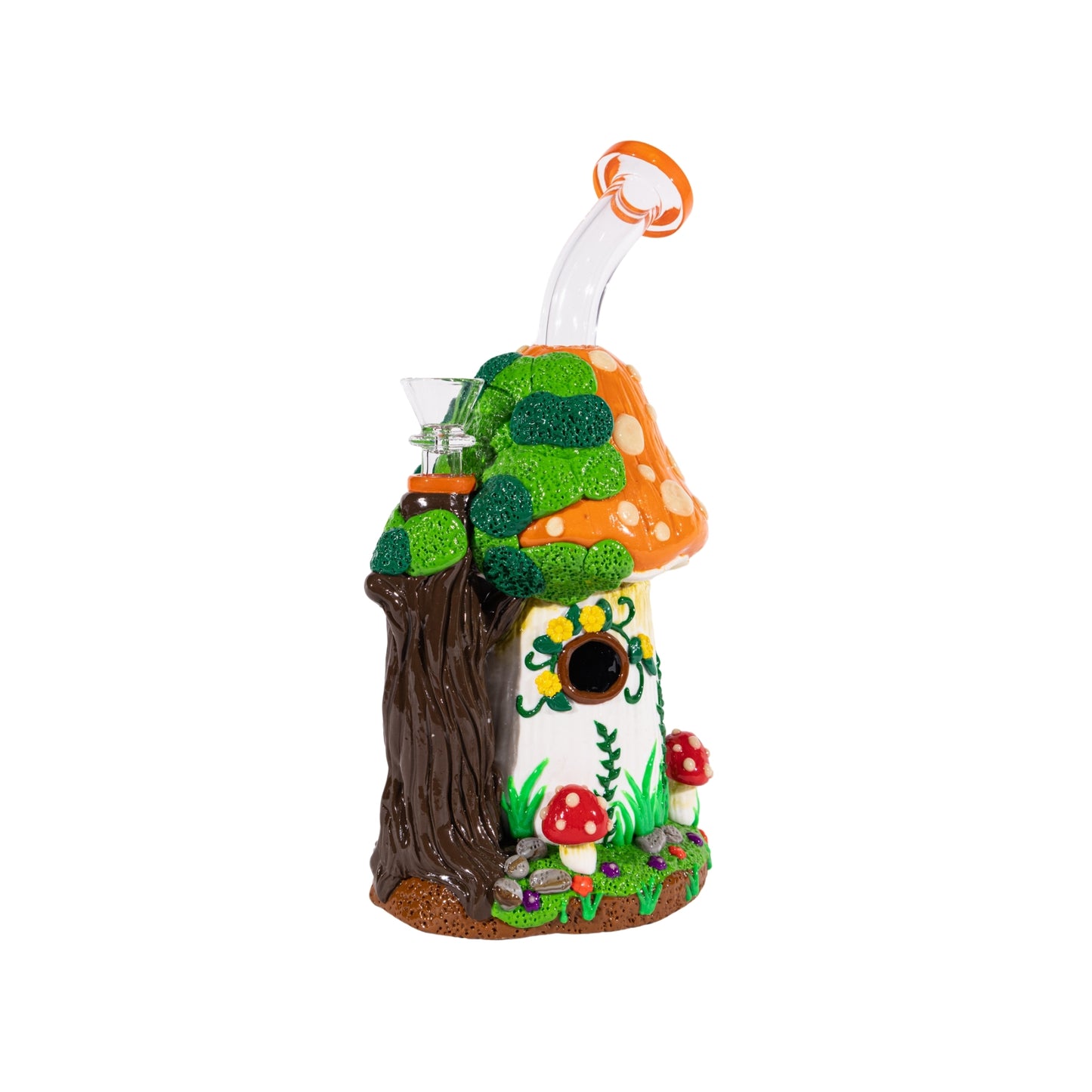 Mushroom Orange House Bong Trippy Glass Novelty Bong