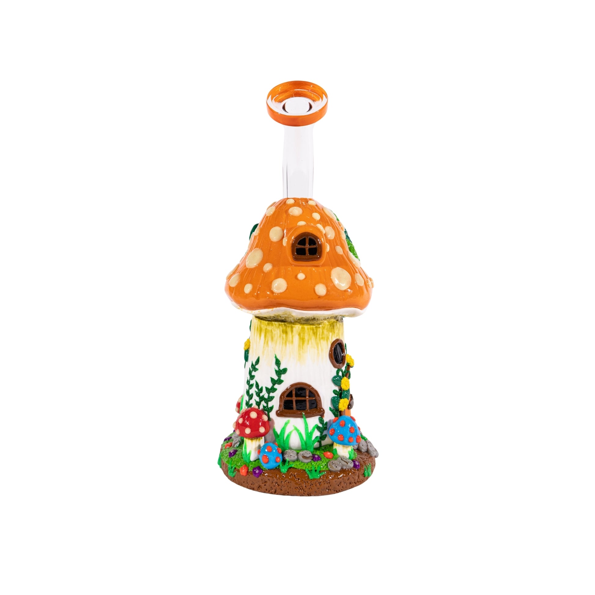 Mushroom Orange House Bong Trippy Glass Novelty Bong