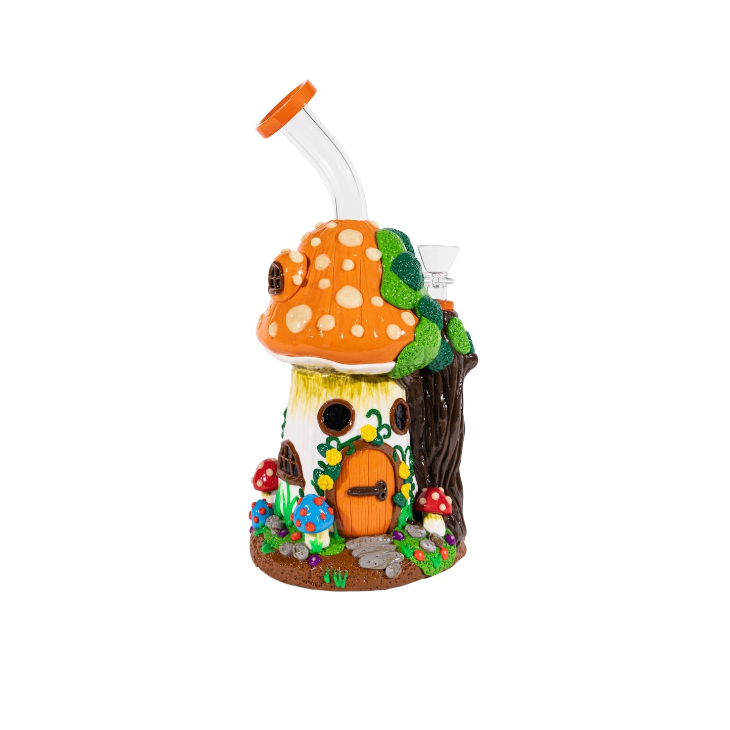 Mushroom Orange House Bong Trippy Glass Novelty Bong