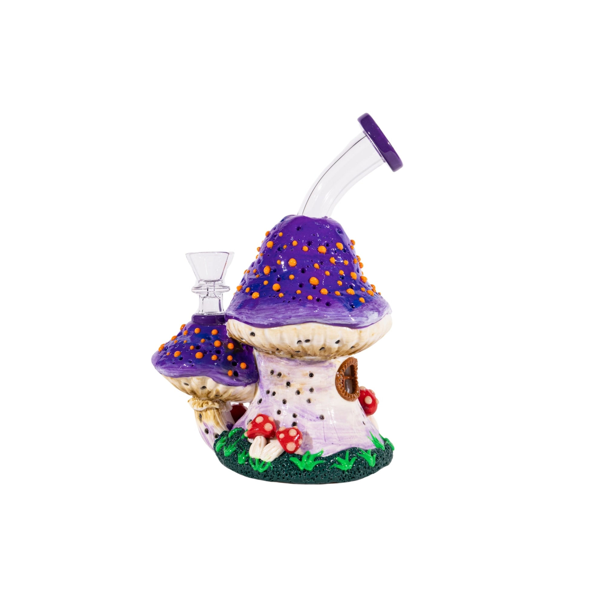 Purple Glow in the Dark Mushroom Bong Trippy Glass Bong
