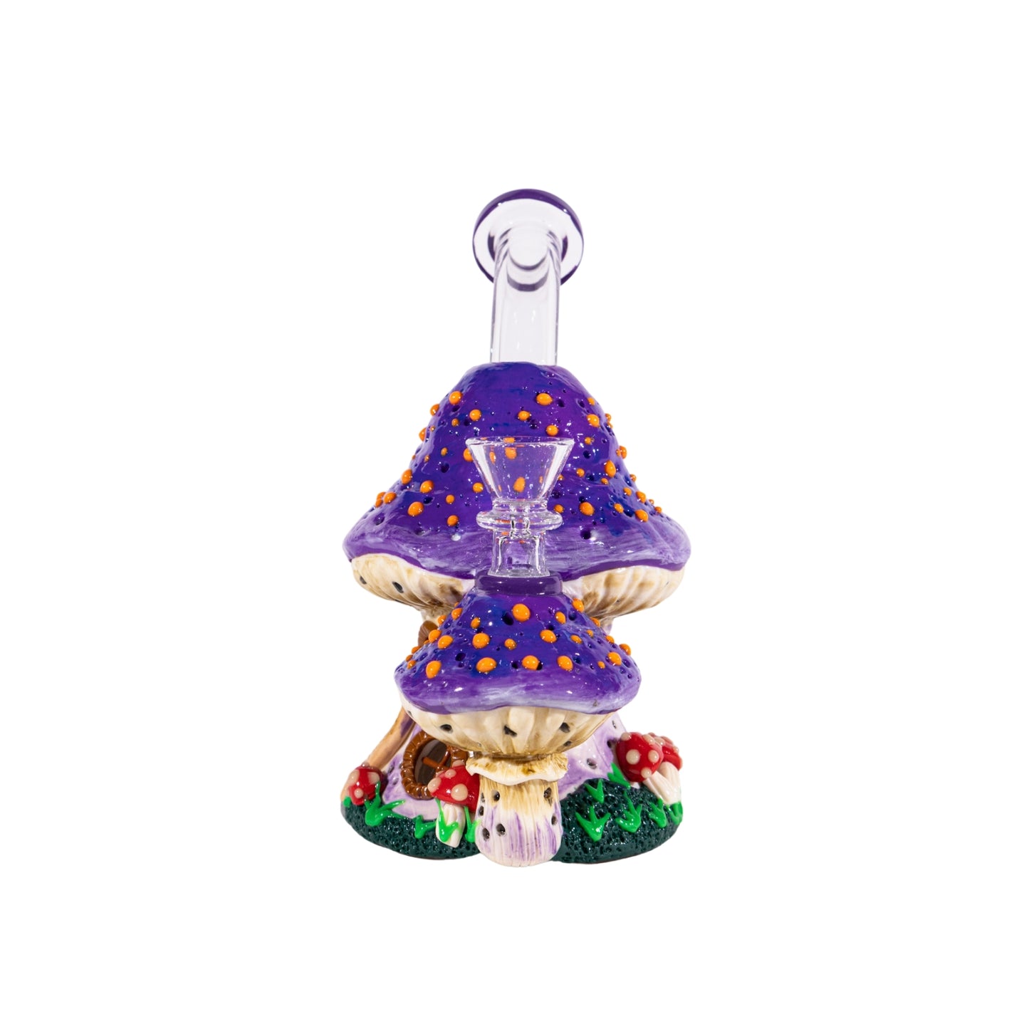 Purple Glow in the Dark Mushroom Bong Trippy Glass Bong