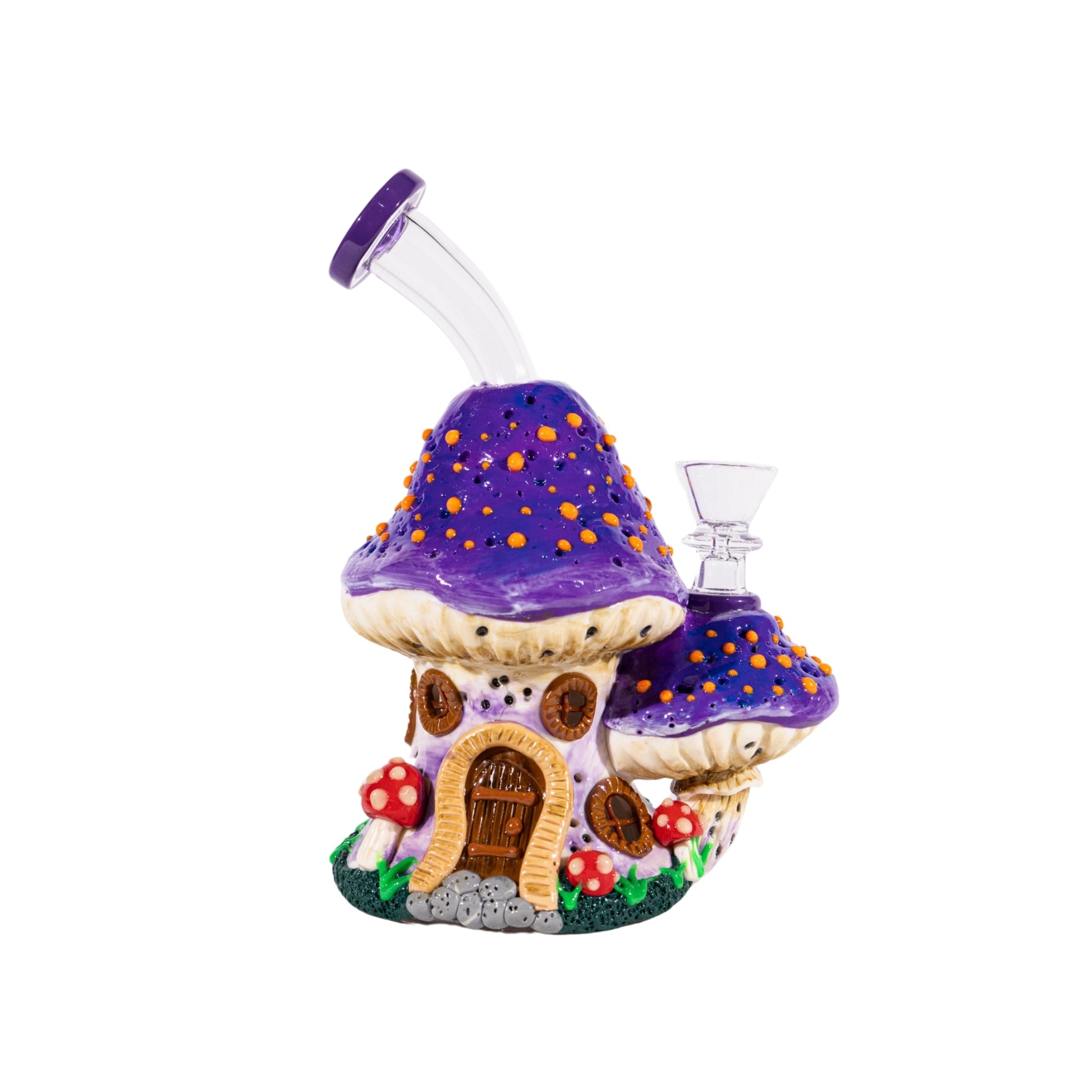 Purple Glow in the Dark Mushroom Bong Trippy Glass Bong