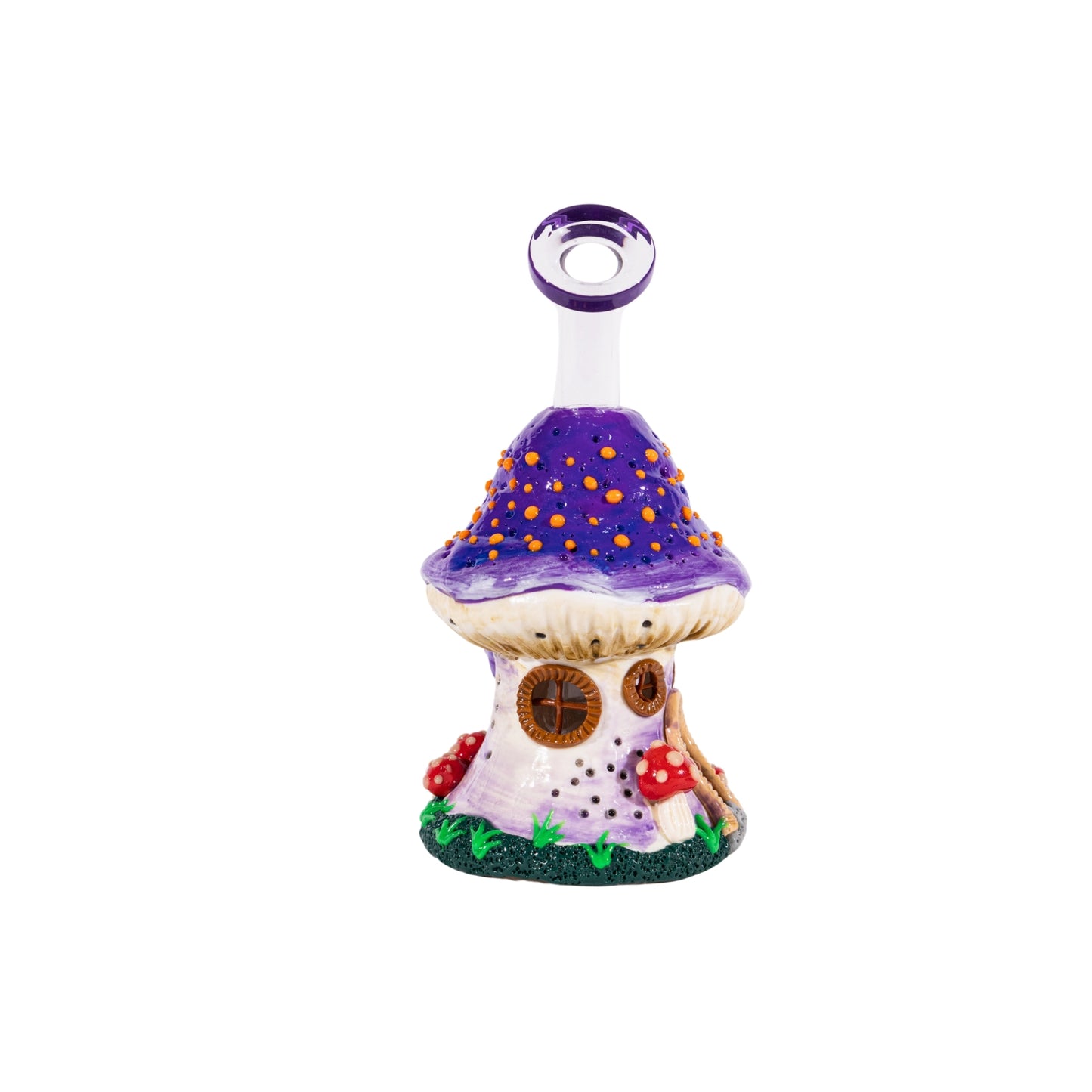 Purple Glow in the Dark Mushroom Bong Trippy Glass Bong