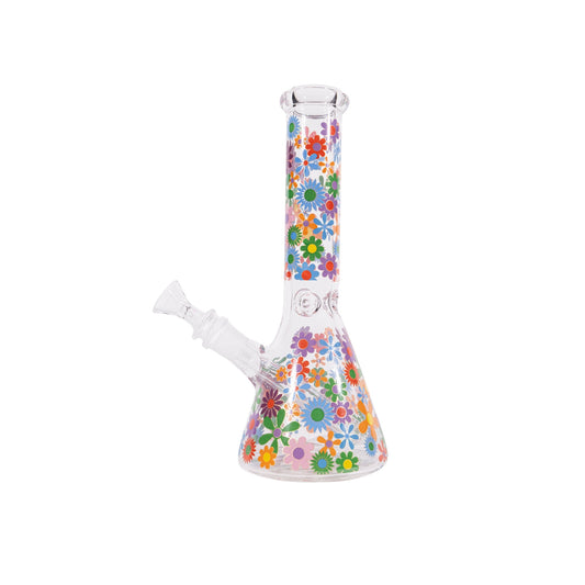 Flowers Beaker Bong 10" – Floral Glass Water Pipe