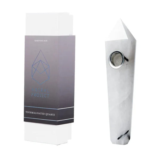 Gemstone Spoon Pipe Tourmalinated Quartz